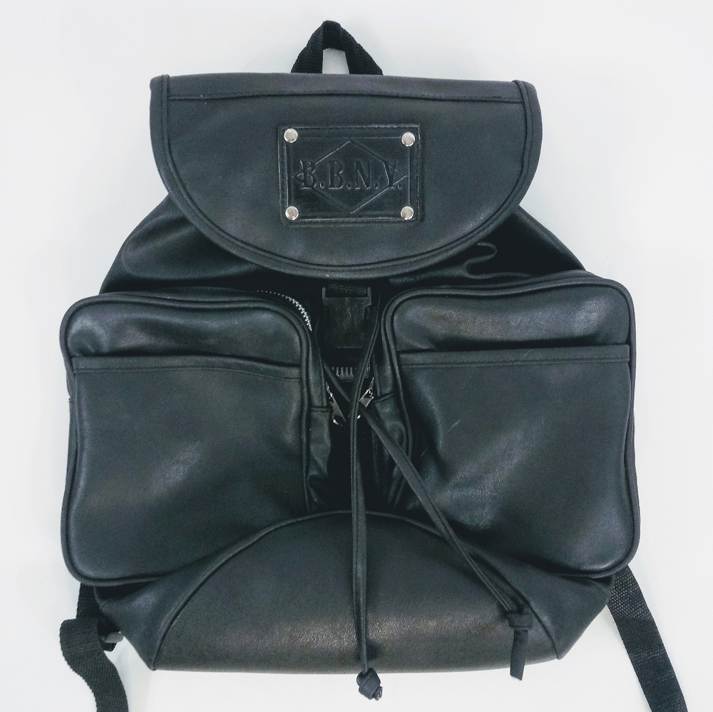B.B.N.Y Black Leather Backpack Purse